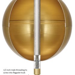 flagpole ball - gold anodized - inside view