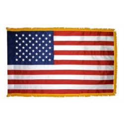 Indoor American Flag with Pole Hem and Fringe